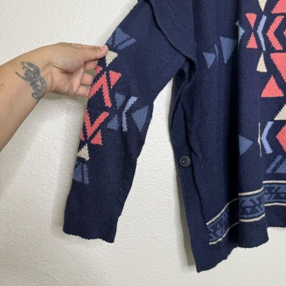 J. Jill Sweater XS Southwestern Aztec Pullover Knit Poncho Long Sleeve Relax - Picture 7 of 13